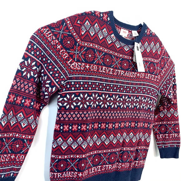 Levis Christmas Themed Sweatshirt Crew Neck Colorful Sweater Sizes L & XL NWT! - Picture 3 of 6